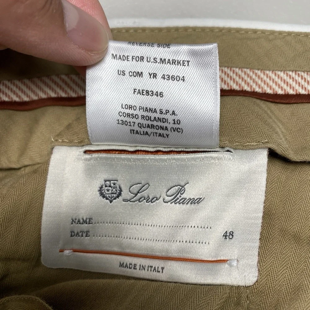 Loro Piana Pants 48 (34x29) Cotton Blend Flat Front White Quiet Luxury FAE8346
